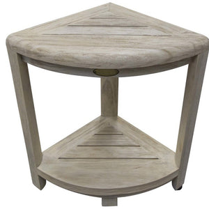 Homeroots 18" X 17" White Washed Teak Corner Shower Bench  Teak 376705