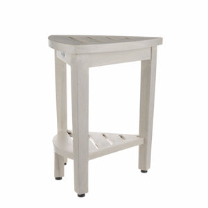Homeroots Compact Teak Corner Shower Stool With Shelf In Whitewash Finish  Wood 376706