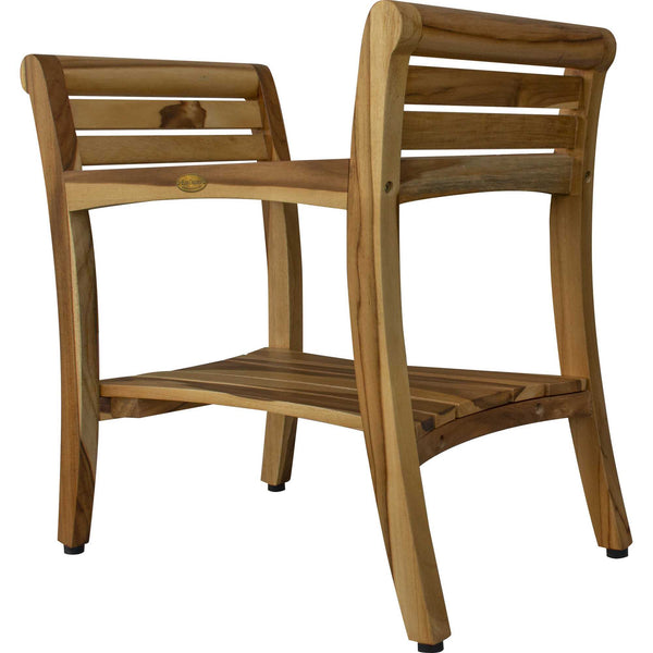 Homeroots Contemporary Teak Shower Bench With Handles In Natural Finish  Wood 376719