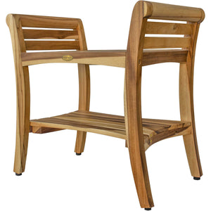 Homeroots Contemporary Teak Shower Bench With Handles In Natural Finish  Wood 376719