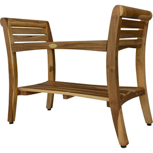 Homeroots Rectangular Teak Shower Bench With Shelf And Handles In Naturalfinish  Wood 376720