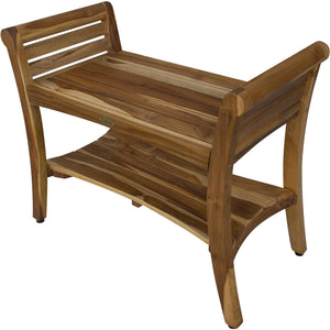 Homeroots Rectangular Teak Shower Bench With Shelf And Handles In Naturalfinish  Wood 376720