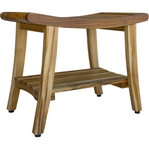 Homeroots Contemporary Teak Shower Bench With Shelf In Natural Finish  Wood 376723