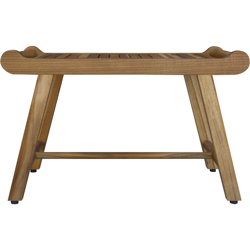 Homeroots Rectangular Teak Shower Bench With Handles In Natural Finish  Wood 376724
