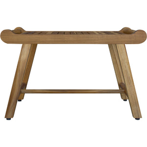 Homeroots Rectangular Teak Shower Bench With Handles In Natural Finish  Wood 376724