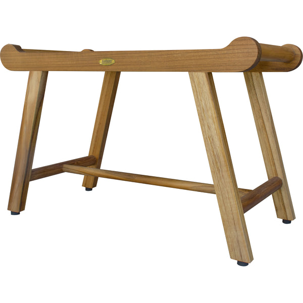 Homeroots Rectangular Teak Shower Bench With Handles In Natural Finish  Wood 376724