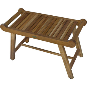 Homeroots Rectangular Teak Shower Bench With Handles In Natural Finish  Wood 376724
