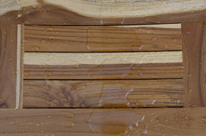 Homeroots Compact Curvilinear Teak Shower Outdoor Bench With Shelf In Natural Finish  Wood 376725