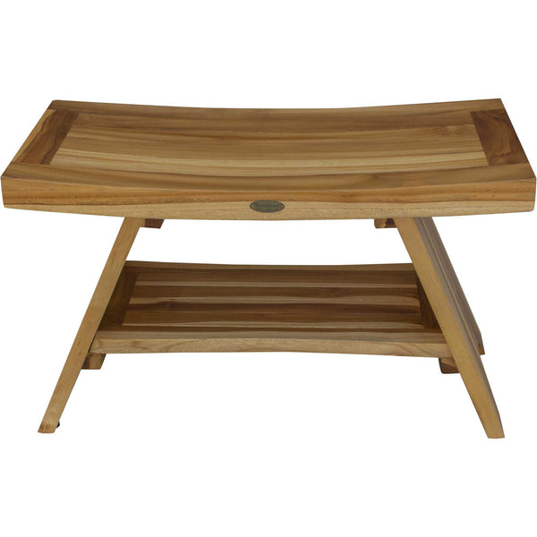 Homeroots Rectangular Teak Shower Stool Or Bench With Shelf In Natural Finish  Wood 376729