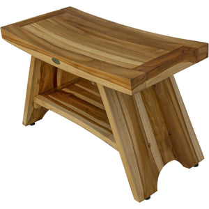 Homeroots Rectangular Teak Shower Stool Or Bench With Shelf In Natural Finish  Wood 376729