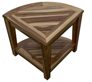 Homeroots 19" X 22" Natural Teak Corner Shower Bench With Shelf  Teak 376732