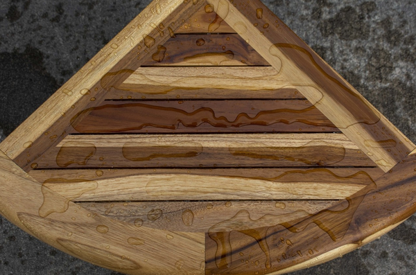 Homeroots 19" X 22" Natural Teak Corner Shower Bench With Shelf  Teak 376732