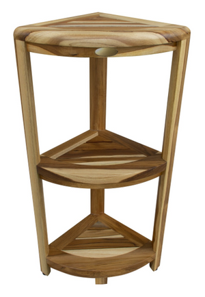 Homeroots Compact Teak 3 Tier Corner Shower Outdoor Bench In Natural Finish  Wood 376737