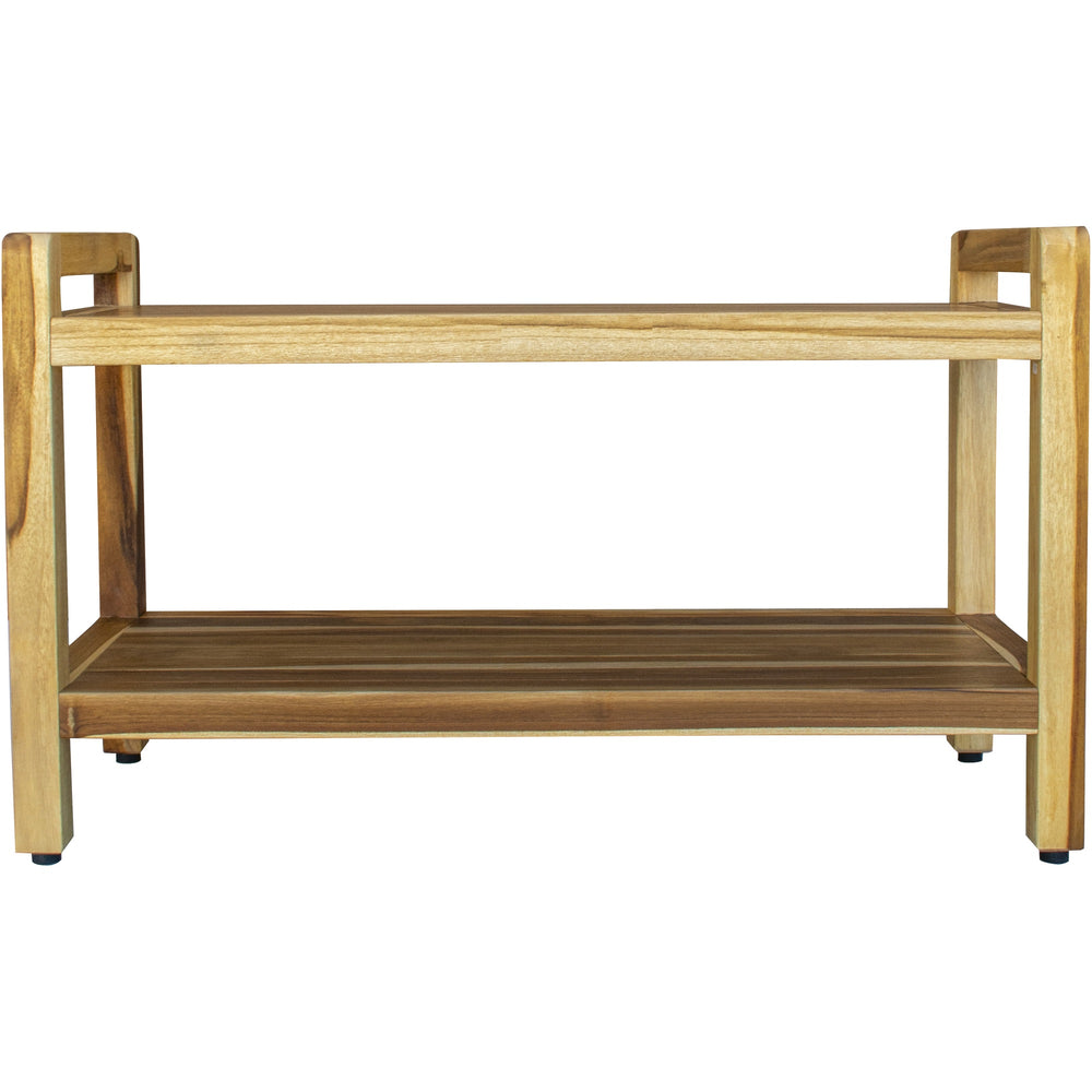 Homeroots Rectangular Teak Shower Bench With Handles In Natural Finish  Wood 376738