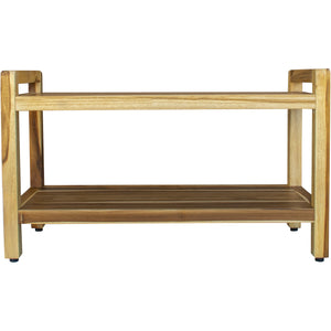 Homeroots Rectangular Teak Shower Bench With Handles In Natural Finish  Wood 376738