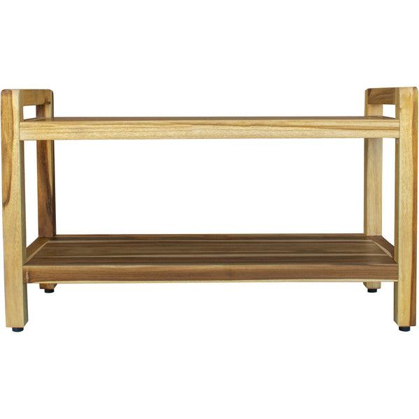 Homeroots Rectangular Teak Shower Bench With Handles In Natural Finish  Wood 376738
