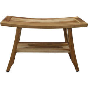 Homeroots Contemporary Teak Shower Bench With Shelf In Natural Finish  Wood 376740