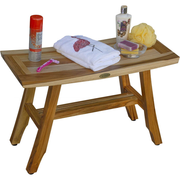 Homeroots Contemporary Teak Shower Bench In Natural Finish  Wood 376741