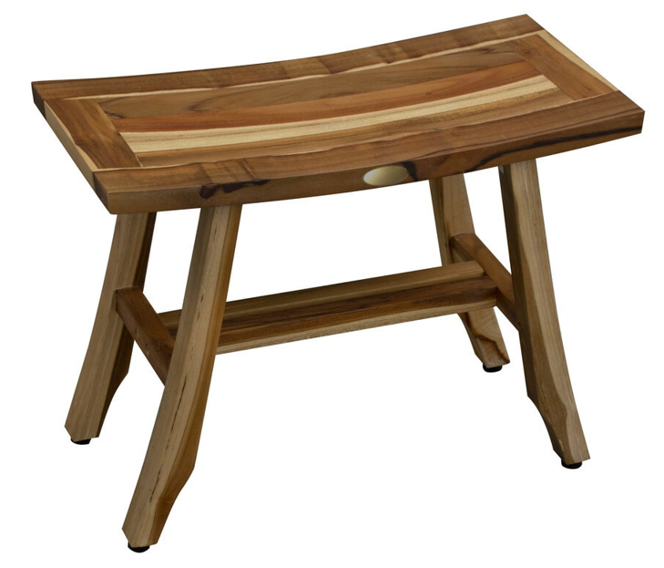 Homeroots Contemporary Teak Shower Stool Or Bench In Natural Finish  Wood 376743