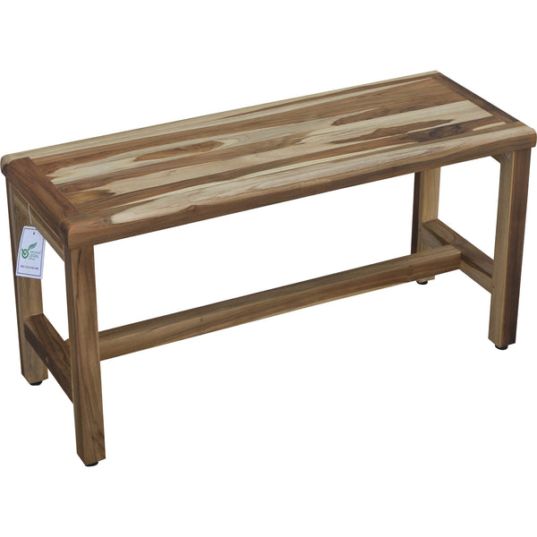 Homeroots Rectangular Teak Shower Bench In Natural Finish  Wood 376746