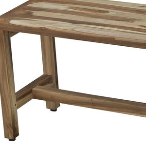 Homeroots Rectangular Teak Shower Bench In Natural Finish  Wood 376746