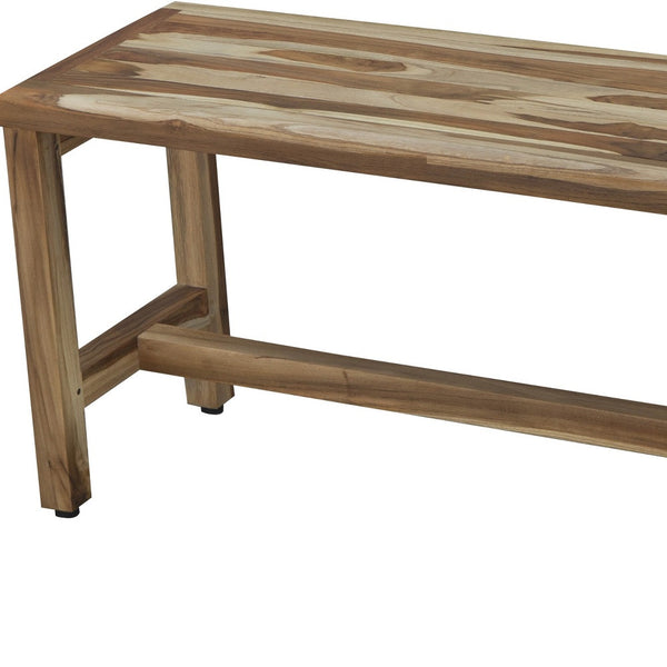 Homeroots Rectangular Teak Shower Bench In Natural Finish  Wood 376746