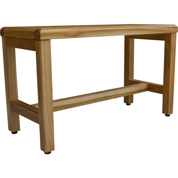 Homeroots Compact Rectangular Teak Shower Outdoor Bench In Natural Finish  Wood 376747