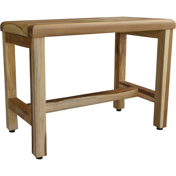 Homeroots Compact Rectangular Teak Shower  Outdoor Bench With Shelf In Natural Finish  Wood 376748