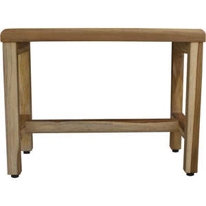 Homeroots Compact Rectangular Teak Shower  Outdoor Bench With Shelf In Natural Finish  Wood 376748