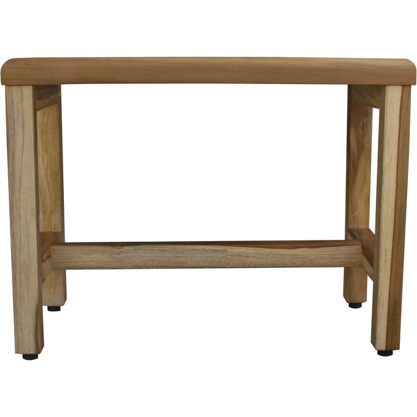 Homeroots Compact Rectangular Teak Shower  Outdoor Bench With Shelf In Natural Finish  Wood 376748