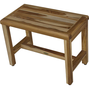 Homeroots Compact Rectangular Teak Shower  Outdoor Bench With Shelf In Natural Finish  Wood 376748