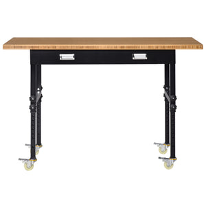 English Elm HOMCOM 59" Work Bench with Bamboo Top, Height Adjustable 10-Setting Mobile Workstation 1320lb W2225P217940