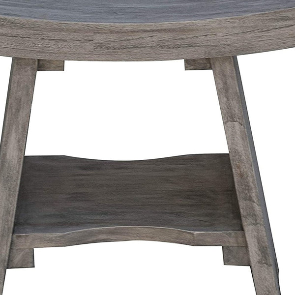 Homeroots 18" Gray Solid Wood Rectangular Shower Bench With Shelf  Solid Wood 376753