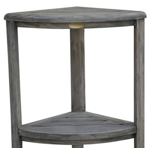 Homeroots 18" X 17" Antiqued Gray Teak Corner Shower Bench  Teak 376757