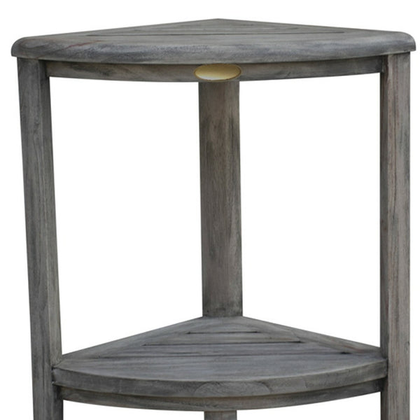 Homeroots 18" X 17" Antiqued Gray Teak Corner Shower Bench  Teak 376757