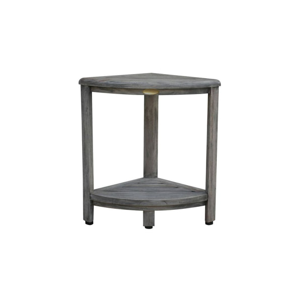 Homeroots 18" X 17" Antiqued Gray Teak Corner Shower Bench  Teak 376757
