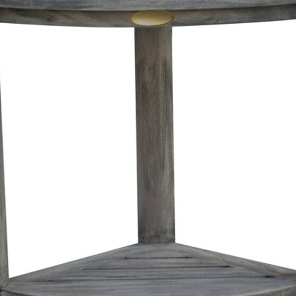 Homeroots 18" X 17" Antiqued Gray Teak Corner Shower Bench  Teak 376757