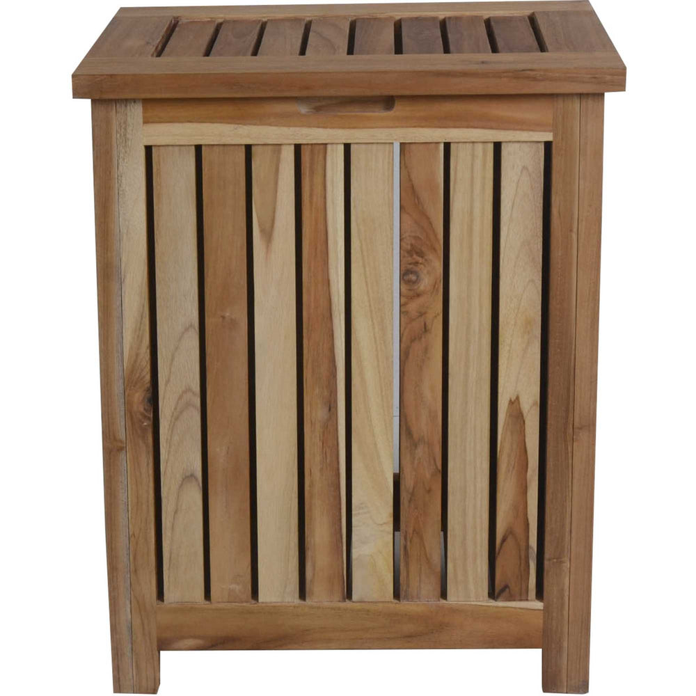 Homeroots Compact Teak Laundy Storage With Removable Bag In Natural Finish  Solid Wood 376759