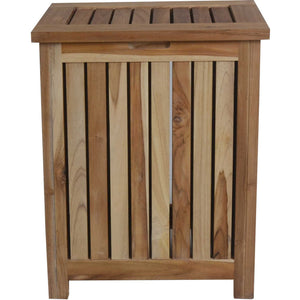 Homeroots Compact Teak Laundy Storage With Removable Bag In Natural Finish  Solid Wood 376759