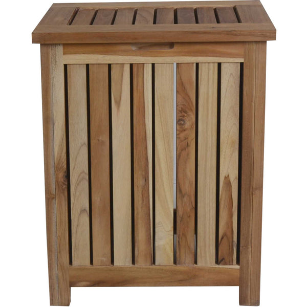 Homeroots Compact Teak Laundy Storage With Removable Bag In Natural Finish  Solid Wood 376759