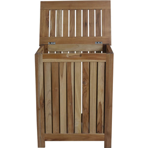 Homeroots Compact Teak Laundy Storage With Removable Bag In Natural Finish  Solid Wood 376759