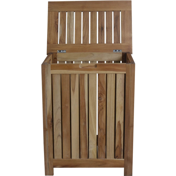 Homeroots Compact Teak Laundy Storage With Removable Bag In Natural Finish  Solid Wood 376759