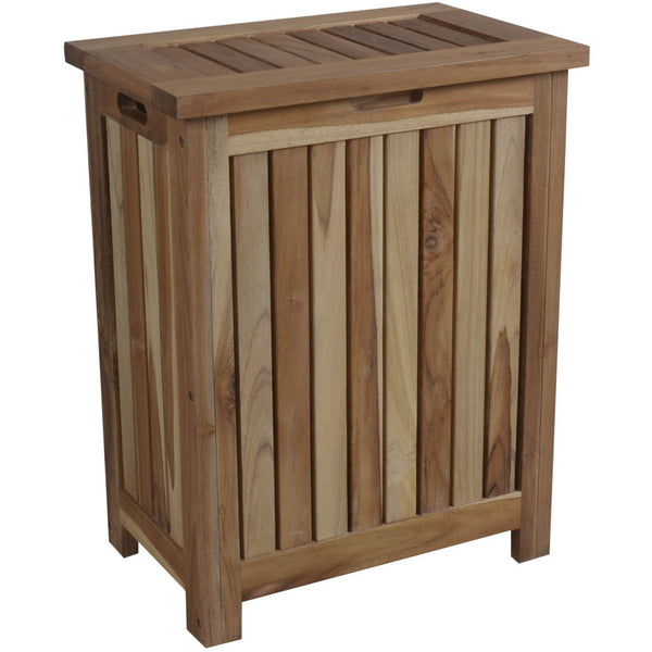 Homeroots Compact Teak Laundy Storage With Removable Bag In Natural Finish  Solid Wood 376759