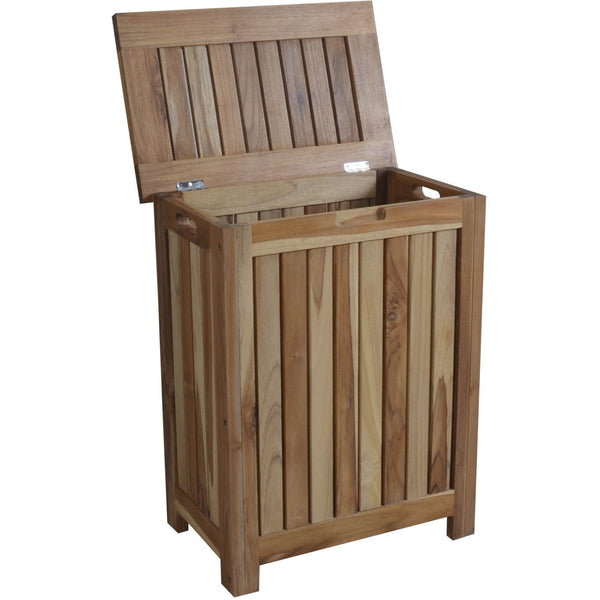 Homeroots Compact Teak Laundy Storage With Removable Bag In Natural Finish  Solid Wood 376759