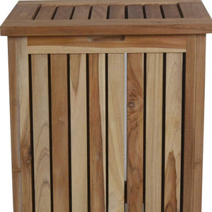 HomeRoots Compact Teak Laundry Hamper with Removable Bag - Stylish, Durable Storage for Home Organization 376759