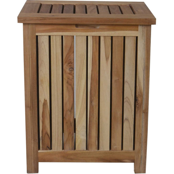 HomeRoots Compact Teak Laundry Hamper with Removable Bag - Stylish, Durable Storage for Home Organization 376759