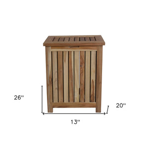 HomeRoots Compact Teak Laundry Hamper with Removable Bag - Stylish, Durable Storage for Home Organization 376759