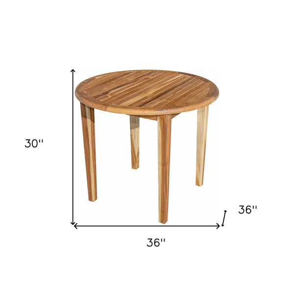 Homeroots 36" Natural Rounded Solid Wood Outdoor Dining Table  Wood 376764