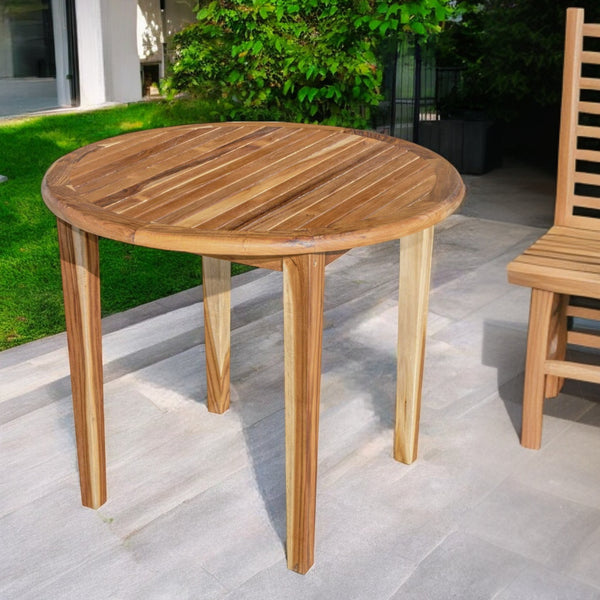 Homeroots 36" Natural Rounded Solid Wood Outdoor Dining Table  Wood 376764
