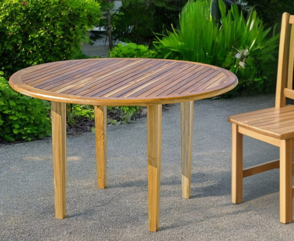 Homeroots 48" Natural Rounded Solid Wood Outdoor Dining Table  Wood 376766